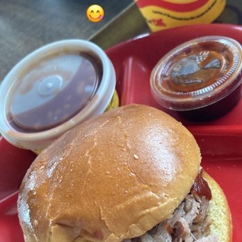 Dickey's Barbecue Pit - Pulled Pork Sandwich with baked beans - Barbeque Near Me - Mesquite, Texas