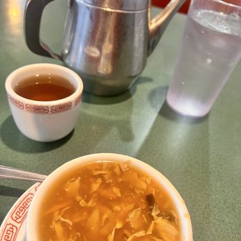 Tin Sing Restaurant - Hot and sour soup and hot tea. - Chinese Near Me - Junction City, Oregon