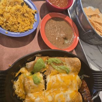 Las Cruces Tex Mex - 1 chicken enchilada, 2 ground beef enchilada. 2 sauces on the side. Refried beans and rice. - Tex-Mex Near Me - Metairie, Louisiana Las Cruces Tex Mex - 1 chicken enchilada, 2 ground beef enchilada. 2 sauces on the side. Refried beans and rice. - Tex-Mex Near Me - Metairie, Louisiana