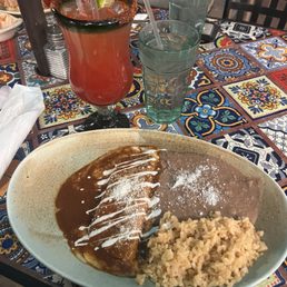 Cheese enchilada combination plate & strawberry margarita Cheese enchilada combination plate & strawberry margarita