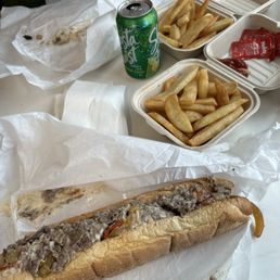 OG Cheesesteak with grilled onions, peppers, secret sauce and white American cheese