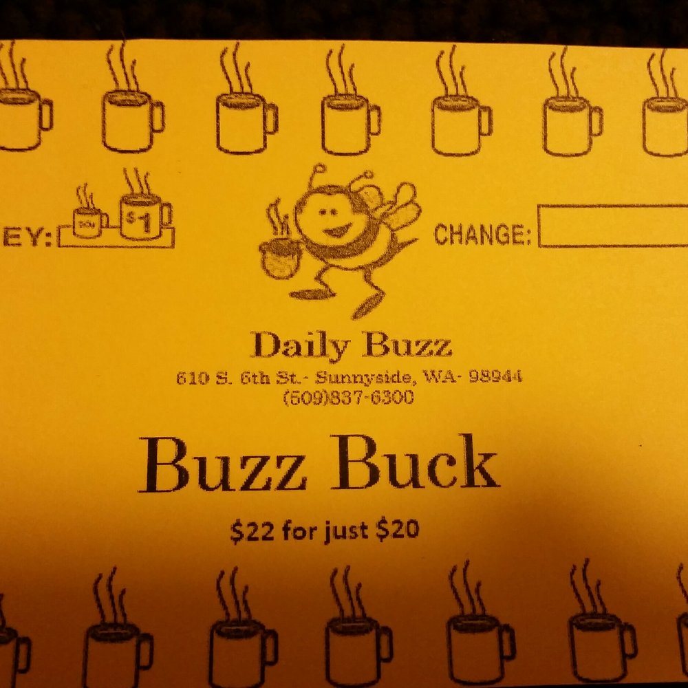 The Daily Buzz - GIFT Cards always available - Coffee & Tea Near Me - Sunnyside, Washington The Daily Buzz - GIFT Cards always available - Coffee & Tea Near Me - Sunnyside, Washington