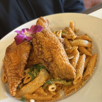 Blended Flavors - Rasta Pasta with fried catfish - Southern Near Me - Linden, New Jersey