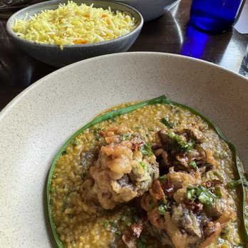 ROOH - Kukure Maitake Mushroom (front) and Butter Chicken (back) - Indian Near Me - San Francisco, California ROOH - Kukure Maitake Mushroom (front) and Butter Chicken (back) - Indian Near Me - San Francisco, California