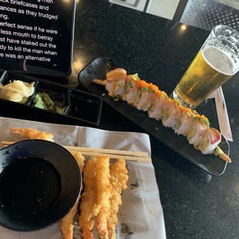 Shogun Sushi - Lunch special rainbow roll and prawns tempura with a pint of draft beer. - Sushi Bars Near Me - Carmichael, California