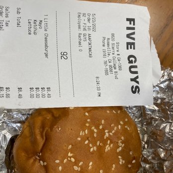 Five Guys - Small burger for almost $10 - Burgers Near Me - Roseville, California