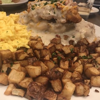 Buttermilk - Questionable life choices.. Fried chicken with biscuits and gravy. I could only eat 1/3, but worth it - Coffee & Tea Near Me - Naperville, Illinois