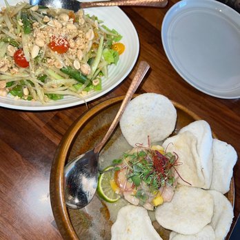 Hanuman Thai Eatery - Green Papaya Salad and Hanuman Ceviche - Thai Near Me - Costa Mesa, California