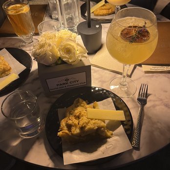 Alpine Distilling Bar - Thyme to Summit cocktail is truly for thyme lovers! Also pictured: Apple pie with crumble topping - Beer, Wine & Spirits Near Me - Park City, Utah