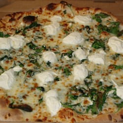 D'Allesandro's Pizza - In Bianco, classic white pizza with spinach, ricotta, mozzarella, oregano