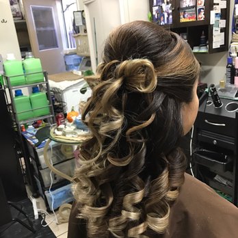 Oanh - Back shot of my bridesmaid's hair-dyed by Oanh as well! - Hair Salons Near Me - San Jose, California