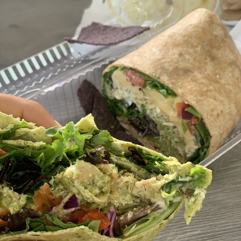 Healthy Kitchen 33 - Pesto Chicken Basil spinach Wrap & Greek Wrap both amazing. Chicken basil wins! - Vegan Near Me - Naranja, Florida Healthy Kitchen 33 - Pesto Chicken Basil spinach Wrap & Greek Wrap both amazing. Chicken basil wins! - Vegan Near Me - Naranja, Florida