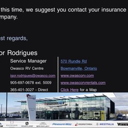 Owasco RV Centre - My only direction to my trailer being stolen and recovered no help from them.  Failing to pick up recovered trailer