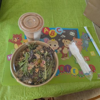 fresh&co - The chicken shawarma bowl and PB mood smoothie delivered to me. - Salad Near Me - Orlando, Florida fresh&co - The chicken shawarma bowl and PB mood smoothie delivered to me. - Salad Near Me - Orlando, Florida