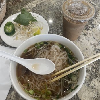 5 Stars Pho - Beef brisket pho size small and Ice Coffee with Condensed Milk - Vietnamese Near Me - Riverside, California
