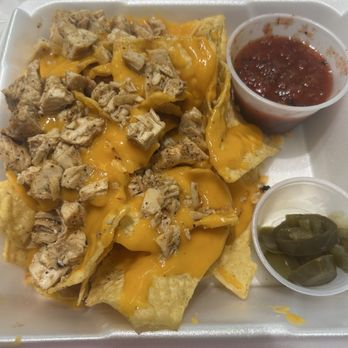 Bake's Place - Chicken nachos (sour cream packets included but not pictured) - Delis Near Me - Cincinnati, Ohio