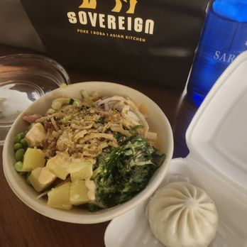 Sovereign - Hawaiian tuna bowl and pork bao bun - Poke Near Me - Plantation, Florida Sovereign - Hawaiian tuna bowl and pork bao bun - Poke Near Me - Plantation, Florida