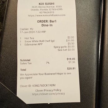 Koi Sushi - Very reasonable - Sushi Bars Near Me - Oviedo, Florida