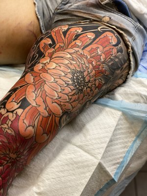 Leg Sleeve - Specializes in design and color, call us now for a customizable tattoo! Leg Sleeve - Specializes in design and color, call us now for a customizable tattoo!
