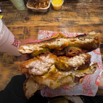 Devil Dawgs-Wicker Park - The Clucker Strawberry milkshake - Hot Dogs Near Me - Chicago, Illinois