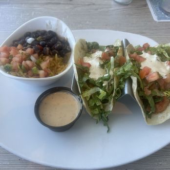 Dockside Waterfront Grill - Shrimp Tacos with black beans and rice - Seafood Near Me - Venice, Florida