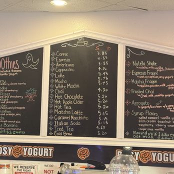 Rosy Yogurt - Menu July 2025 - Ice Cream & Frozen Yogurt Near Me - Los Gatos, California