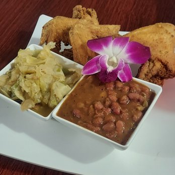 Gumbo King - Chicken nice and hot, Cabbage w/red beans & rice, a true foodies dream - Comfort Food Near Me - Sacramento, California