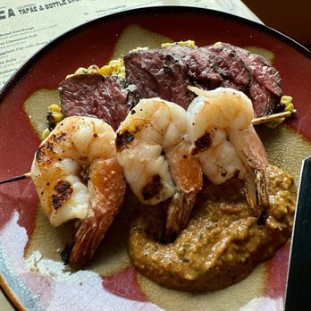 Finca - The best Hanger steak w/ added grilled shrimp skewer - Wine Bars Near Me - San Diego, California Finca - The best Hanger steak w/ added grilled shrimp skewer - Wine Bars Near Me - San Diego, California