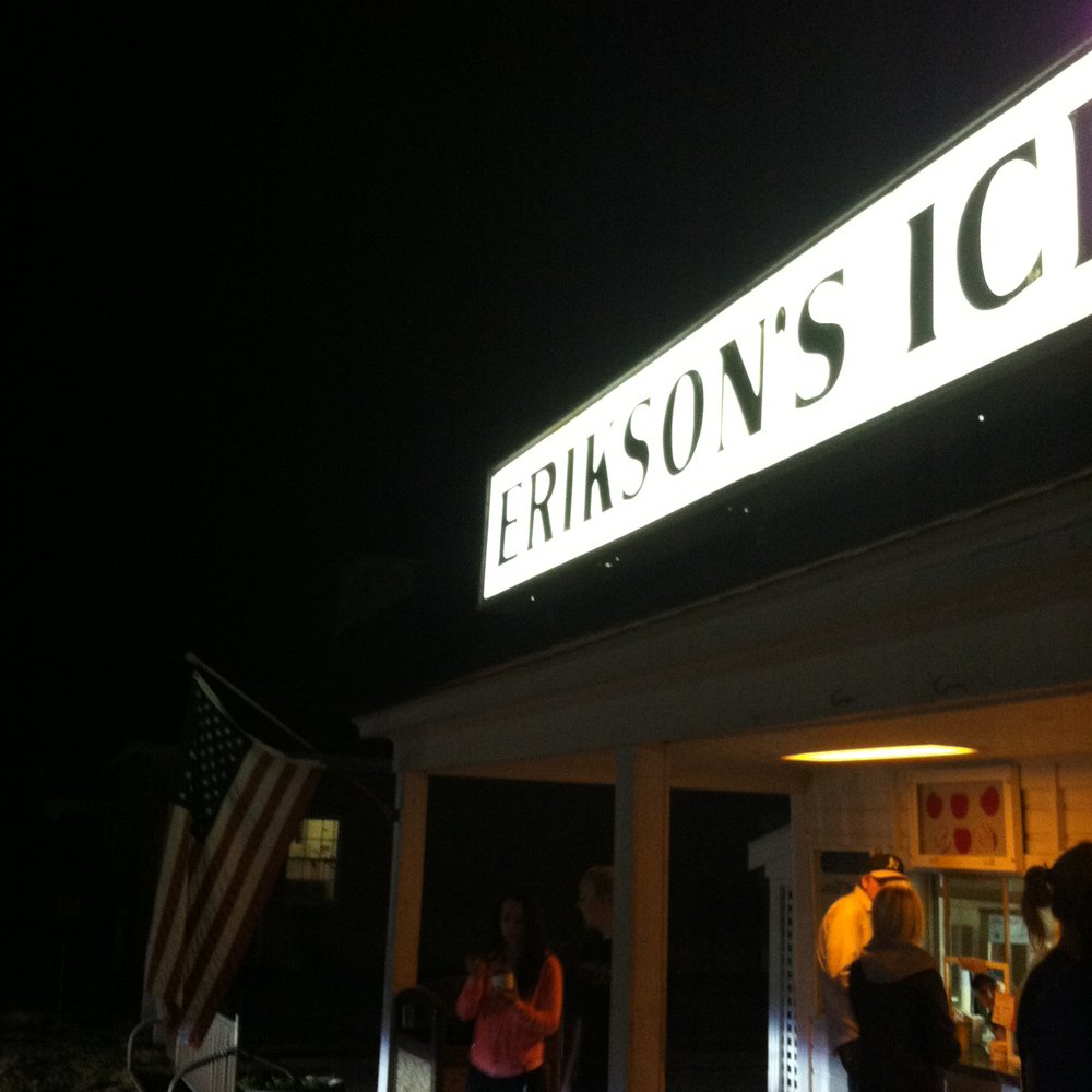 Erikson's Ice Cream - outside sign - Ice Cream & Frozen Yogurt Near Me - Maynard, Massachusetts Erikson's Ice Cream - outside sign - Ice Cream & Frozen Yogurt Near Me - Maynard, Massachusetts
