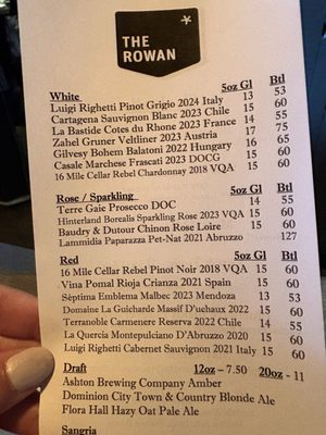 Menu photo 1 The Rowan Ottawa, ON Menu photo 1 The Rowan Ottawa, ON