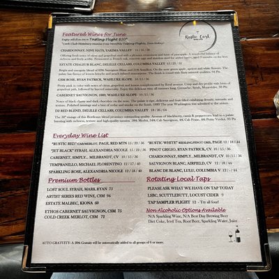 Menu photo 4 Rustic Cork Wine Bar & Bistro Mill Creek, WA Menu photo 4 Rustic Cork Wine Bar & Bistro Mill Creek, WA