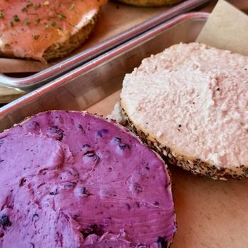 Maury's - Blueberry cream cheese on everything bagel Vegan Cashew Spread - Bagels Near Me - Los Angeles, California Maury's - Blueberry cream cheese on everything bagel Vegan Cashew Spread - Bagels Near Me - Los Angeles, California