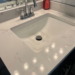 Quartz vanity top and sink Quartz vanity top and sink