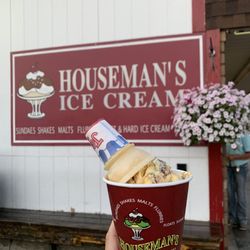 Houseman's Ice Cream - Cake batter with chocolate swirl - single scoop!