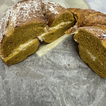 Craft Bagel - Pumpkin French toast bagel with butter. - Bagels Near Me - Berkeley Heights, New Jersey