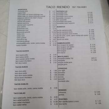 Taco Riendo - Menu, pagina 1 - Mexican Near Me - Carolina, Puerto Rico Taco Riendo - Menu, pagina 1 - Mexican Near Me - Carolina, Puerto Rico