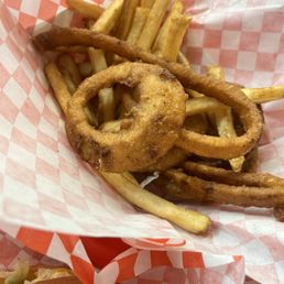 Fries and onion rings Fries and onion rings