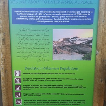 Desolation Wilderness - Sign at the Taxi area Upper Echo Lake - Hiking Near Me