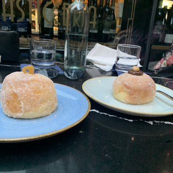 Oretta - Caramel (left) & Nutella (right) Bromboloni (doughnuts) - Italian Near Me - Toronto, Ontario Oretta - Caramel (left) & Nutella (right) Bromboloni (doughnuts) - Italian Near Me - Toronto, Ontario