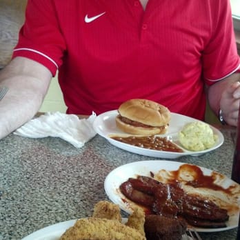 Pleasant's BBQ - About to dig in. Catfish w/ potato salad, hush puppies & coleslaw, Beef brisket, and pulled pork sandwich w/ sides. - Barbeque Near Me - Ocean Springs, Mississippi Pleasant's BBQ - About to dig in. Catfish w/ potato salad, hush puppies & coleslaw, Beef brisket, and pulled pork sandwich w/ sides. - Barbeque Near Me - Ocean Springs, Mississippi