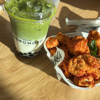 Bopomofo Cafe - Matcha late and Taiwanese spicy popcorn chicken - Bubble Tea Near Me - Artesia, California
