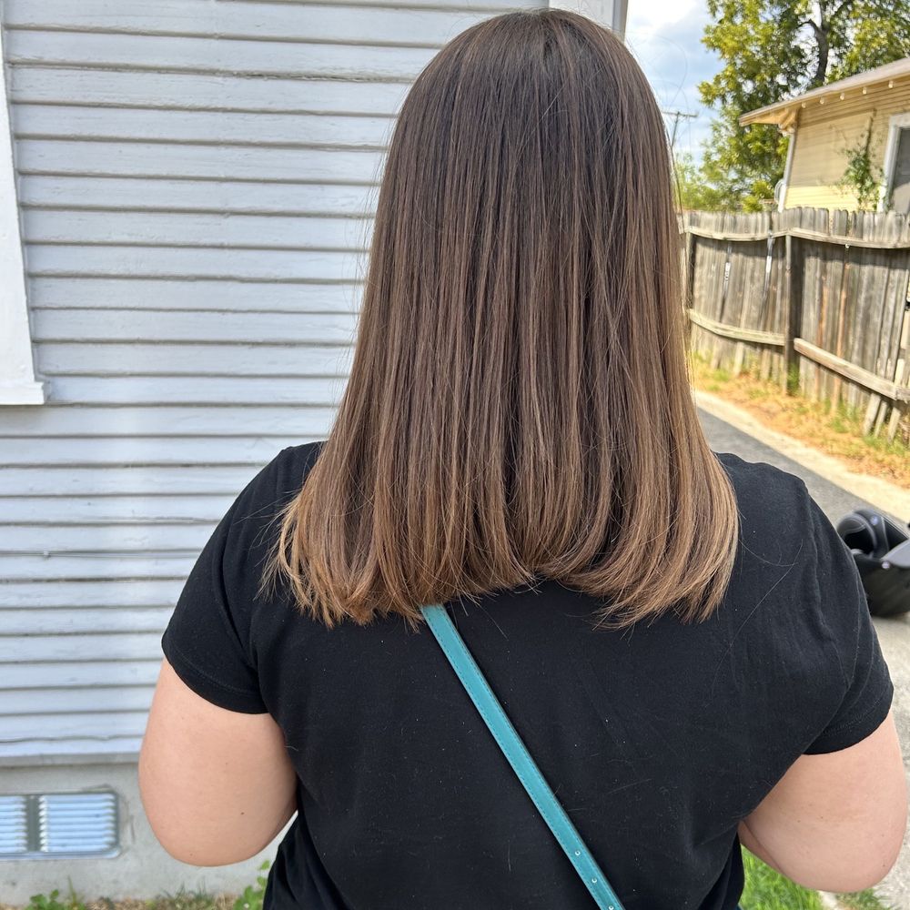 My hair was incredibly uneven because she did not section my hair before cutting it. My hair was incredibly uneven because she did not section my hair before cutting it.