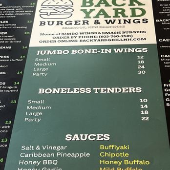 Back Yard Burgers & Wings - Menu choices - Burgers Near Me - Seabrook, New Hampshire