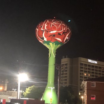 Giordano's - Out side the restaurant. They painted the water tower like a rose for the Rosemont area . - Pizza Near Me - Rosemont, Illinois