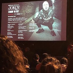 The Venue - These screens displayed ads of upcoming events. They also showed closeups of JoKoy during the show.