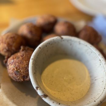 Trelio Food & Wine - Crab hush puppies - New American Near Me - Clovis, California Trelio Food & Wine - Crab hush puppies - New American Near Me - Clovis, California