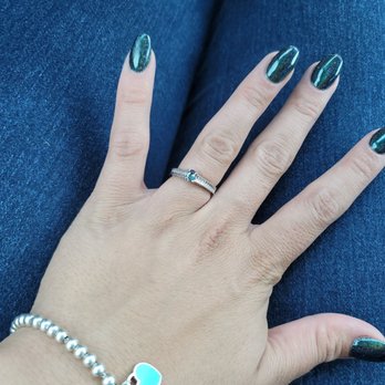 Sparkling Nails & Spa - SNS dip with CHROME!! This is using a black base. - Nail Salons Near Me - Orange, California