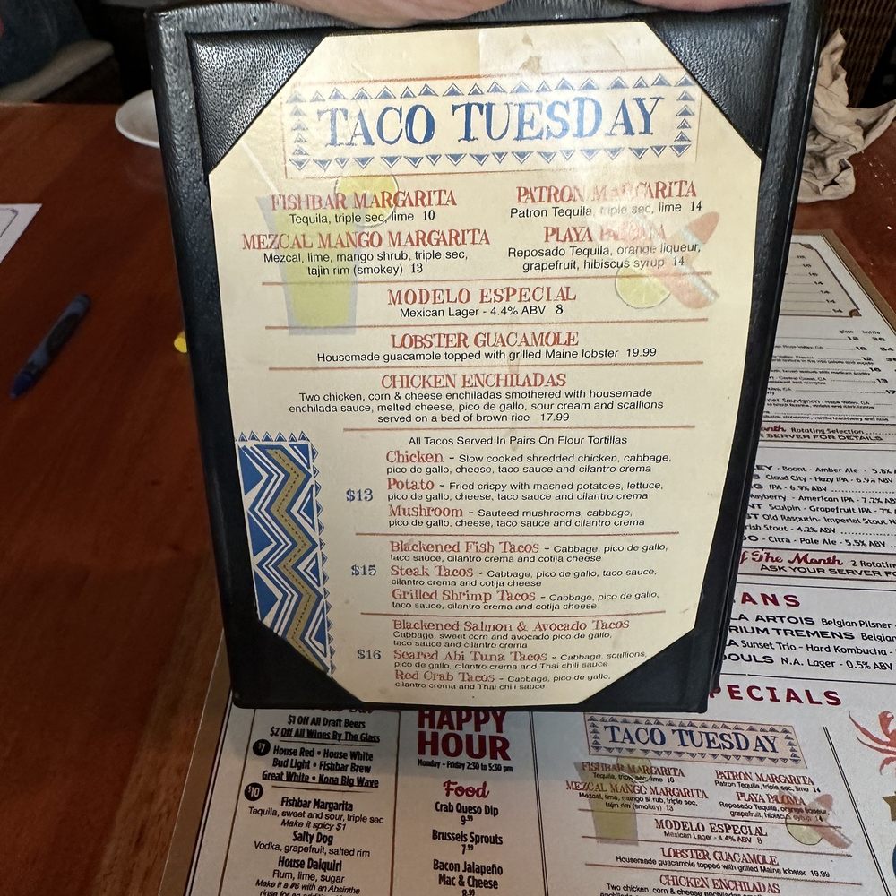 FishBar - Taco Tuesday menu - Seafood Near Me - Manhattan Beach, California