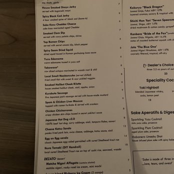Hannyatou - Simple bar snack menu - Japanese Near Me - Seattle, Washington