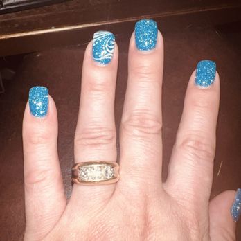 Moda Nail Spa - Blue with design - Nail Salons Near Me - Knoxville, Tennessee